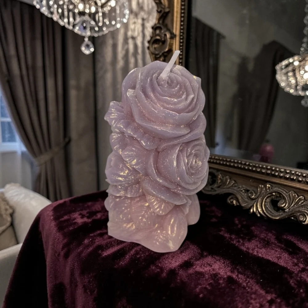 Rose Sculpted Candle – Scented Velvet Collection – 100% Beeswax Luxury